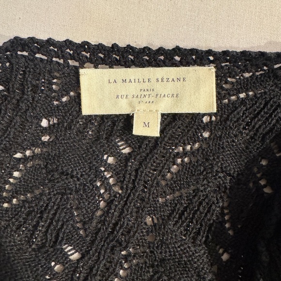 Sézane Black Milane Top Button Down Crochet Shirt - Picture 4 of 6